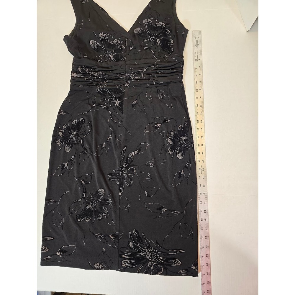 Evan‎ Picone Dress Floral Sleeveless V-Neck Sheath Dress Black Size 8